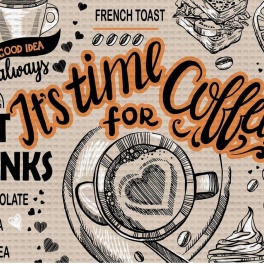 Вафельное полотно 50 см, рис.62001 Time coffee