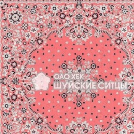 Ситец 95см Шуя платок головной коралл 20143-4
