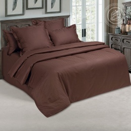 Шоколад страйп-сатин 2 сп с евро простыней арт. 866/2
