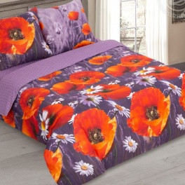 Алые маки 1,5 сп комплект бязь арт. 500